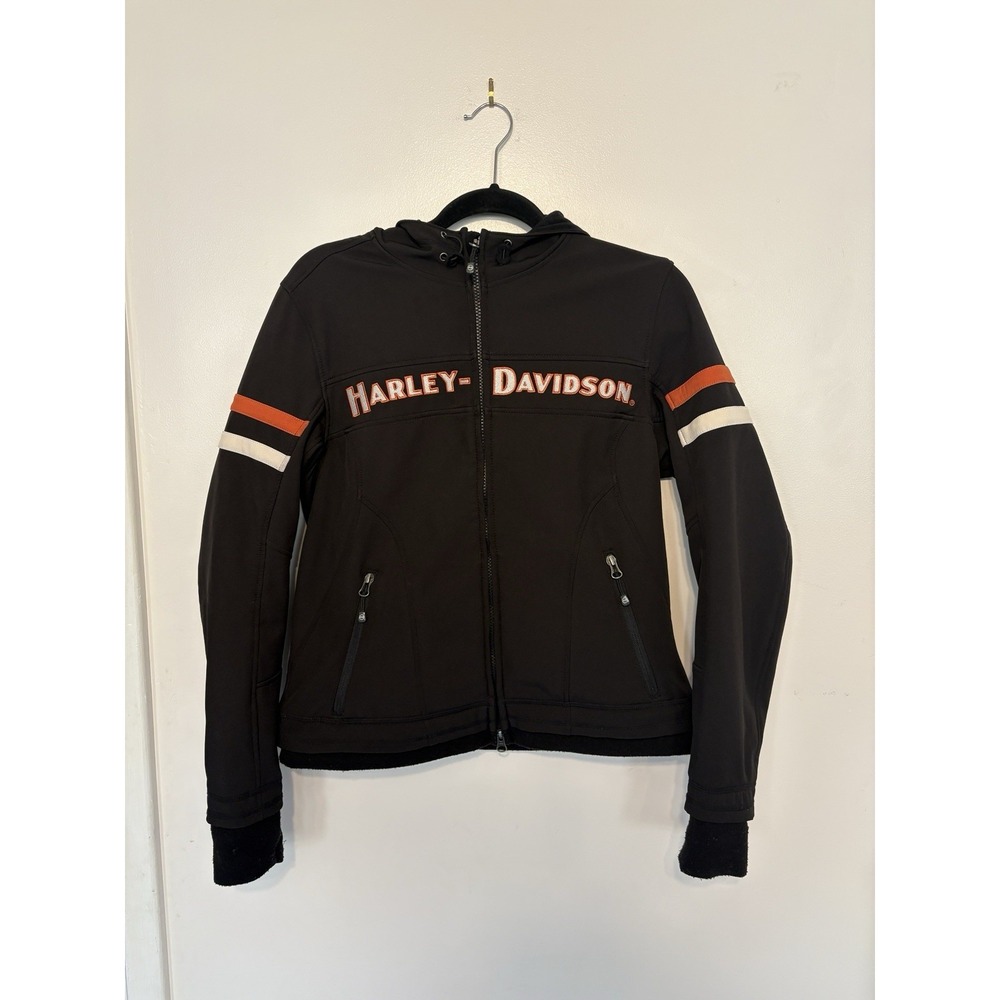 HARLEY-DAVIDSON‎ MISS ENTHUSIAST SOFTSHELL JACKET M FULL ZIP HOODED EMBROIDERED